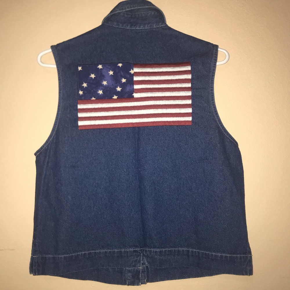 Stonebridge denim vest embroidered American flag